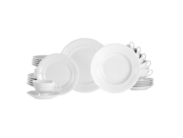 Creatable Kombiservice Frederike weiss, Weiß, Keramik, 30-teilig, 180 ml,180 ml, stapelbar, Essen & Trinken, Geschirr, Geschirr-Sets, Kombiservice