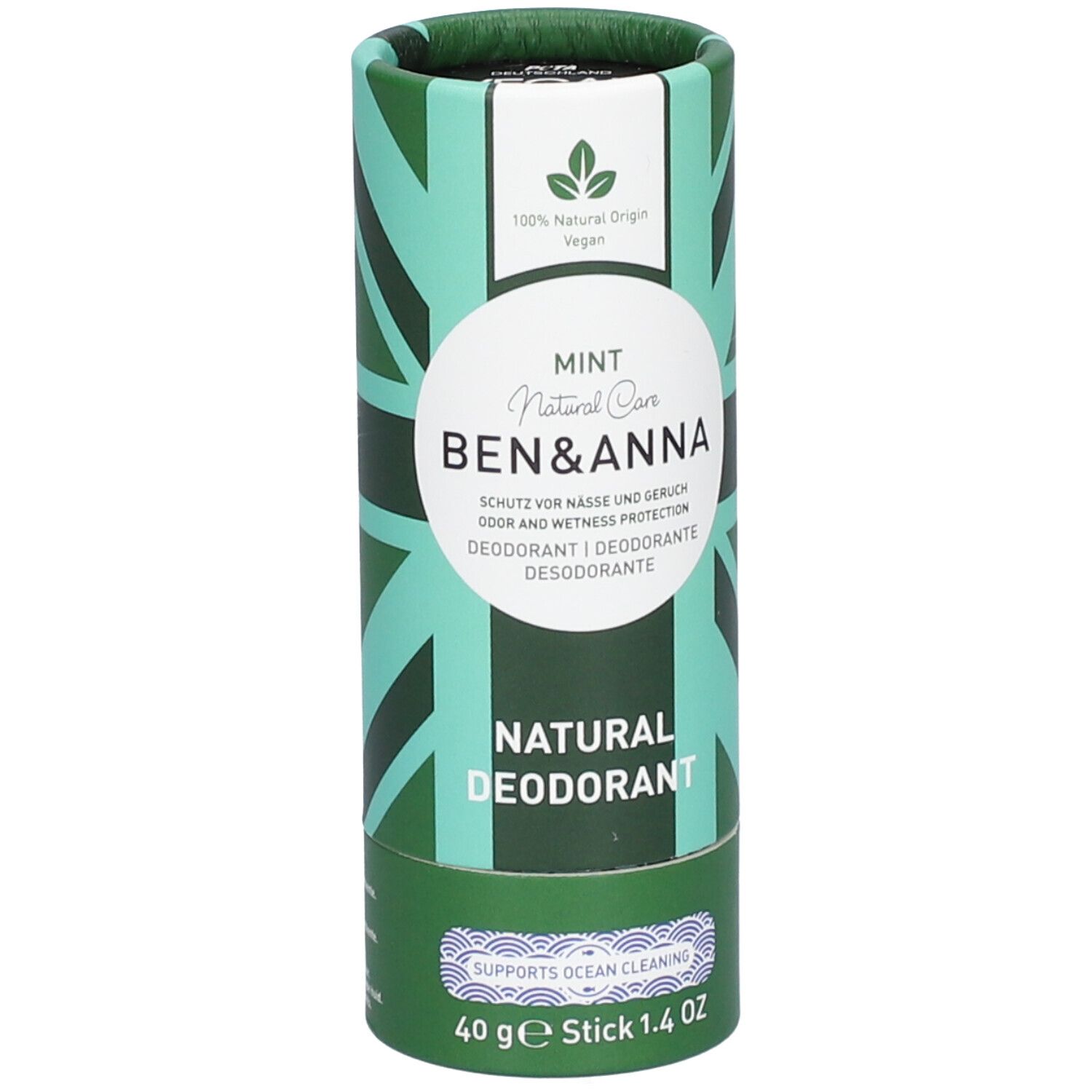 Ben & Anna Natural Deodorant Papertube Mint 40 g Stifte