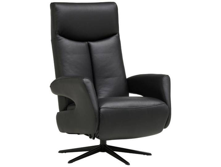 Welnova Relaxsessel, Schwarz, Metall, Echtleder, Spaltleder, 74x105x82 cm, Fußauswahl, Stoffauswahl, Relaxfunktion, Wohnzimmer, Sessel, Ledersessel