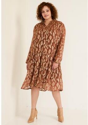 Plus Size Women's Coraline Metallic Print Georgette Dress by June & Vie in Redwood Burl (Size 18/20)
