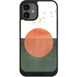 Nivocase Handyhülle für Apple iPhone 12 mini Hülle NIVOpure Case Schwarz Sonnenschein Sonnenuntergang Vogel (Apple iPhone 12 mini), Smartphone Hülle, Schwarz