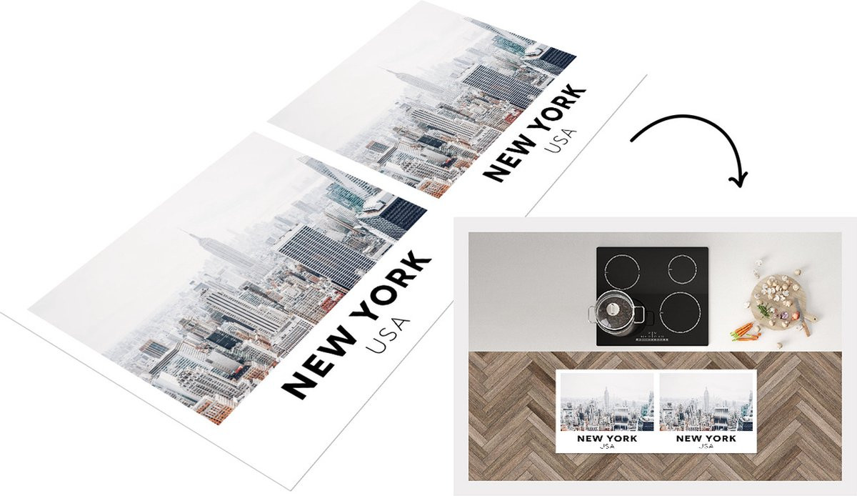 KitchenYeah Keukenloper New York Abstract Vinyl B/D: 120 x 50 cm