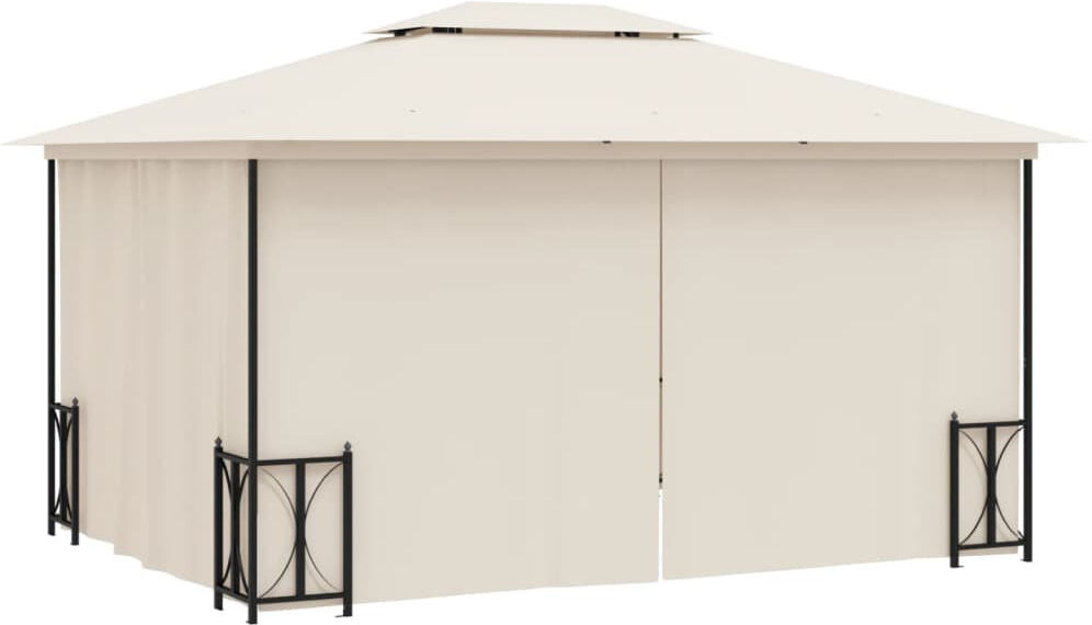 Dakota Fields Gazebo With Sidewalls&Double Roofs 3X4 M Anthracite Cream 400cm W X 300cm D X 265cm H