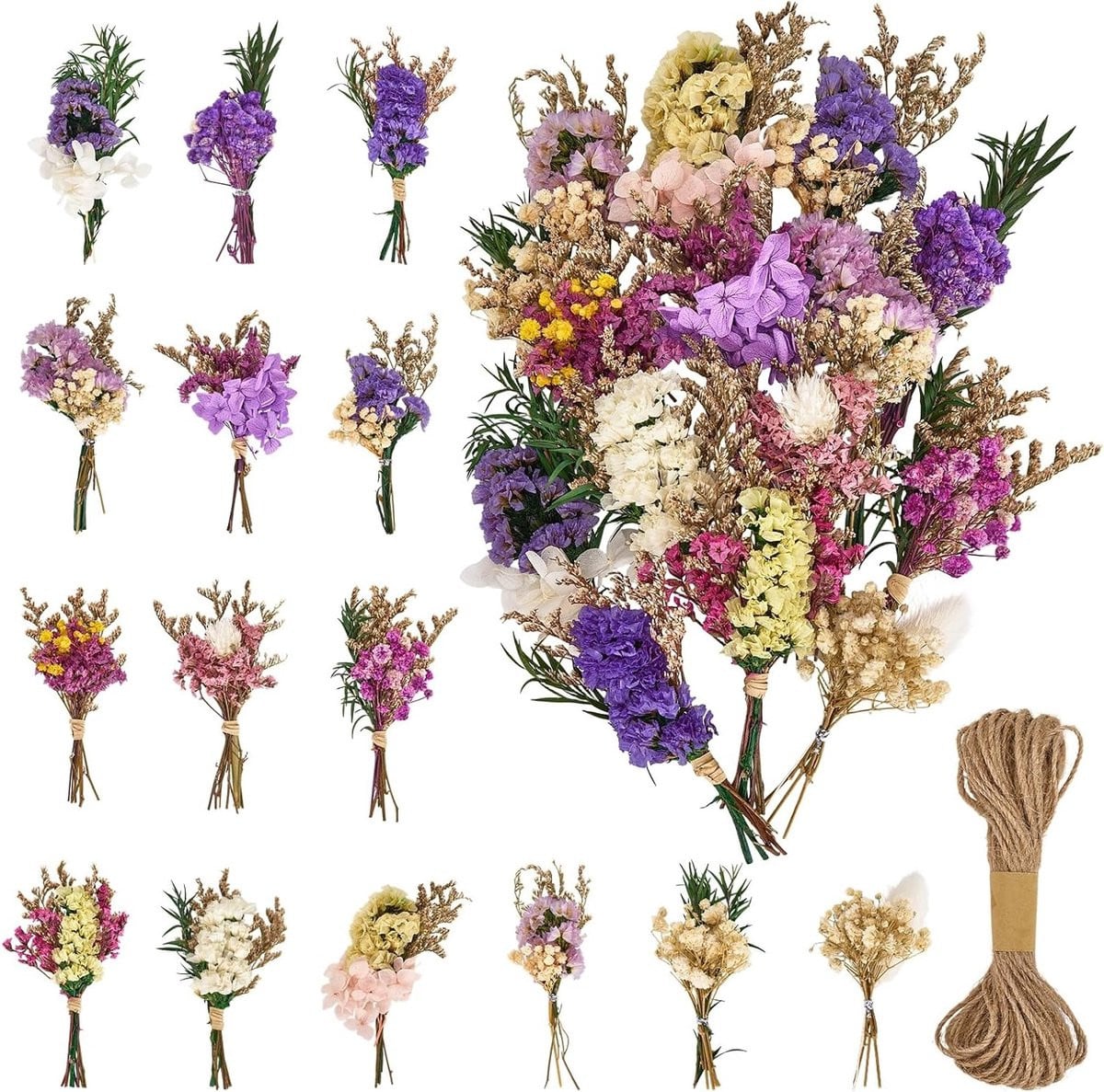 Mini Gedroogde Bloemen Decoratie Bundels voor Tafelversiering, Bruiloften en DIY Creaties