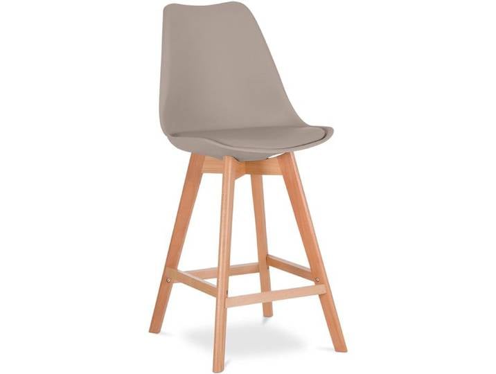 Premium Tabouret de bar Brielle avec coussin de scandinave - Bois Taupe