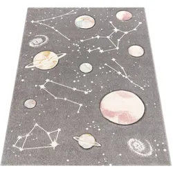 KINDERTEPPICH, mit Weltraum-Motiv, aus Polypropylen, Grau, 120 x 170 cm