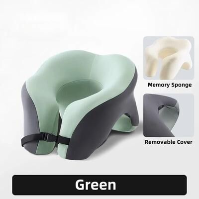 Uplifted Goods Portable Memory Foam U Shaped Neck Pillow For Travel And Rest green