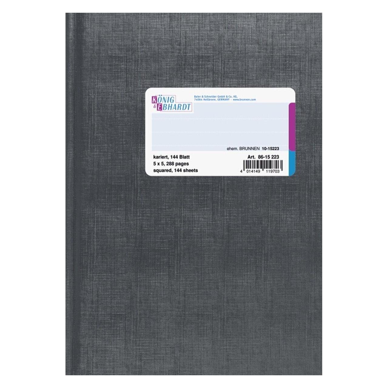 König EBHARDT Geschäftsbuch, DIN A5, kariert, 144 Blatt grauer Deckenband, Fadenheftung, ohne Kop (8615223)