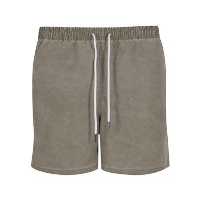 Badeshorts URBAN CLASSICS "Urban Classics Washed Swim Shorts", Herren, Gr. M, US-Größen, beige (paleolive), 100% Polyester, Badehosen Badeshorts