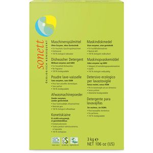 Sonett Spülmaschinenpulver DE4021, natürliche Inhaltsstoffe, biologisch abbaubar, ohne Enzyme, ohne Gentechnik, vegan, 3 kg