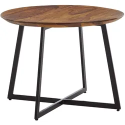 COUCHTISCH Rund, Sheesham Massivholz, Modernes Design, Maße 60x60x45 cm