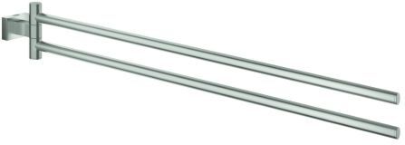 Grohe Essentials Cube Handtuchhalter 40624DC1 supersteel, 2-armig, 43,9 cm, schwenkbar, verdeckte Befestigung