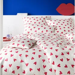 elegante Mako-Satin Bettwäsche 'Cherie' 135 x 200 cm Himbeerrot