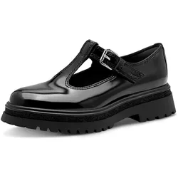 Slipper TAMARIS, Damen, Gr. 39, schwarz, Lederimitat, unifarben, Basic, Schuhe Slipper, Chunky-Slipper, T-Spangen, Loafer, in veganer Verarbeitung