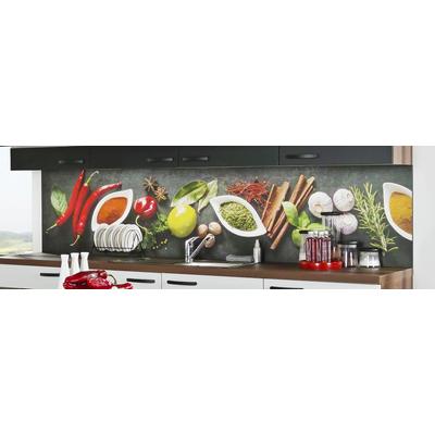 Küchenrückwand EXPRESS KÜCHEN "Gewürze", bunt, B:240cm H:55,9cm, Holzwerkstoff, Spritzschutzwände