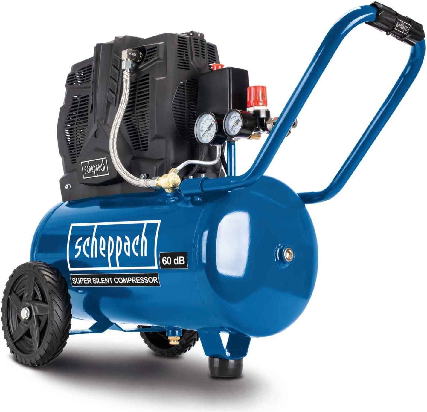 Scheppach HC25Si Super Silent compressor, 24 liter, 8 bar, 1100W, olievrij
