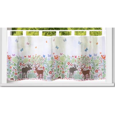 Scheibengardine WECKBRODT "Leo" Gr. 1, bunt (multi), B:120cm H:45cm, Voile, Polyester, Gardinen, Bistro, Voile, bedruckt, Winter, HxB 45x120cm, Gardine, Store