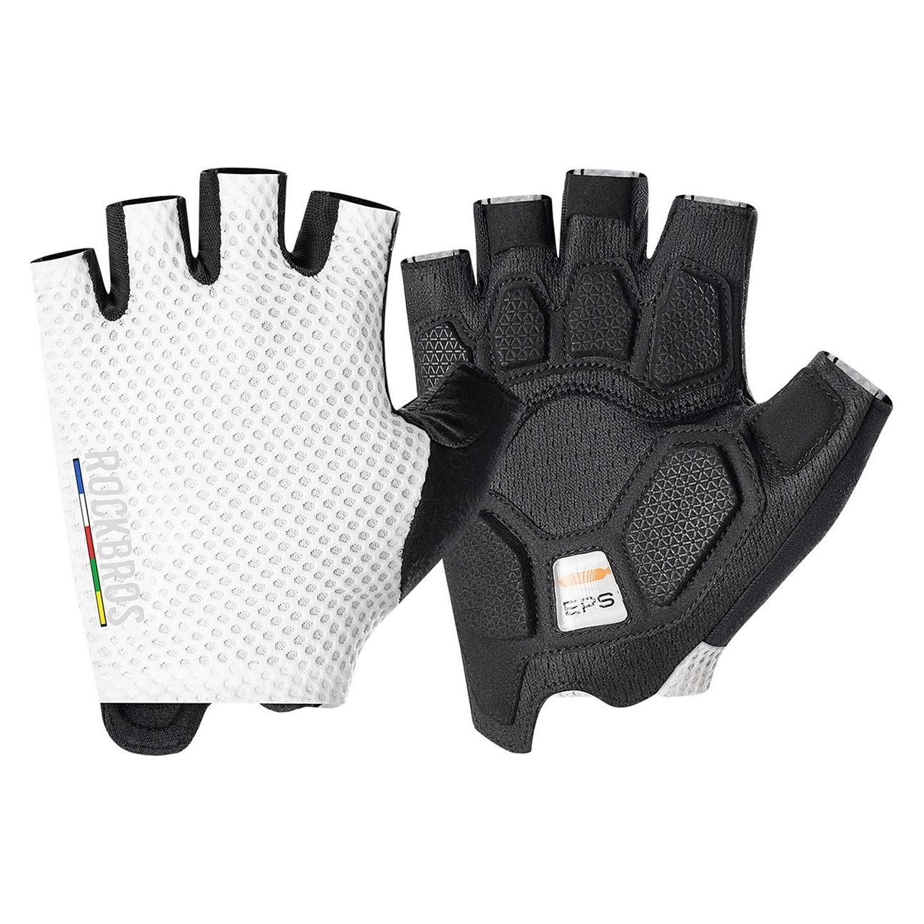 Rockbros Rękawiczki rowerowe TLS004 ROAD TO SKY krótkie amortyzujące L - białe (L) (5907769393037)