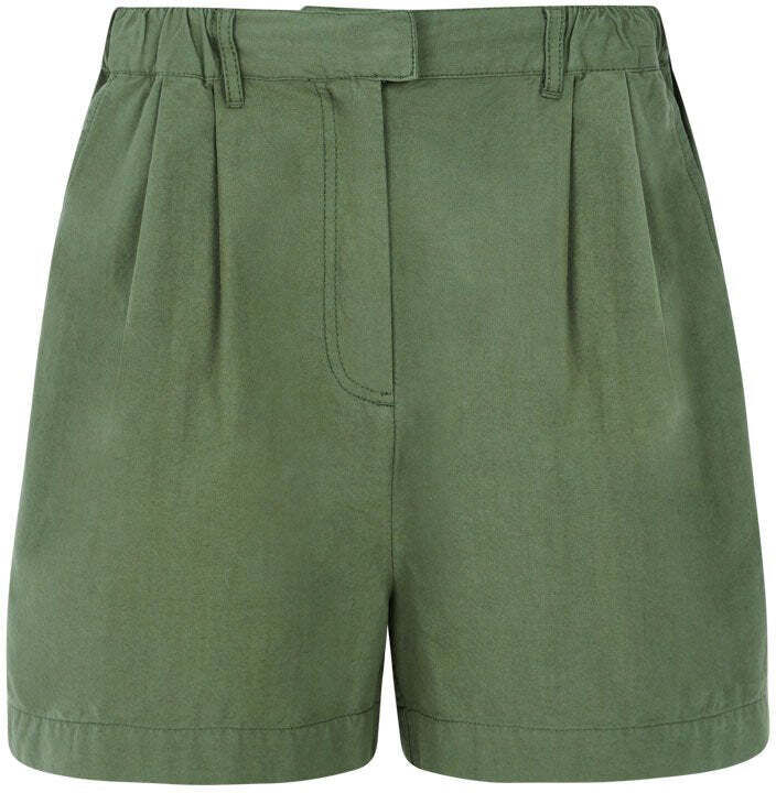 Shorts PROTEST "Shorts PRTSasa", Damen, Gr. S, EURO, grün (veggie grün), Obermaterial: 30% Baumwolle CO. 30% Polyester PES. 25% Viskose CV. 15% Leinen LI., Hosen Shorts veggie grün S, EURO