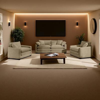 ZWYO HOSIMU Corduroy Sofa Set with Memory Foam Cushions and Pillows (4-Seater)