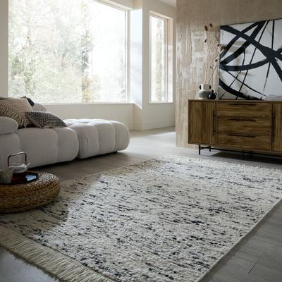 Teppich FLAIR RUGS "ELLSA WOOL", weiß (monochrom), B:140cm H:0mm L:200cm, Oberfläche: 100% Wolle. Rückseite: 100% Wolle, Teppiche, Teppich