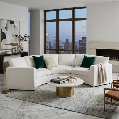 Loedds 109.4-Inch 3-Seat Chenille Curved Modular Sectional Sofa with Deep Seats & Wood Frame