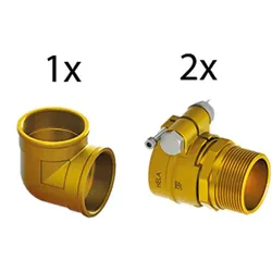 Klemm-Winkel 90° für Fernwärmeleitung PE-Xa, PN10 (Ausführung: 20 - 20 mm)