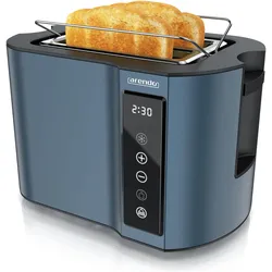 Arendo Toaster Edelstahl 2 Scheiben Kurzschlitz, Display mit Restzeitanzeige, Brötchenaufsatz, Touchpanel, Toaster, Blau