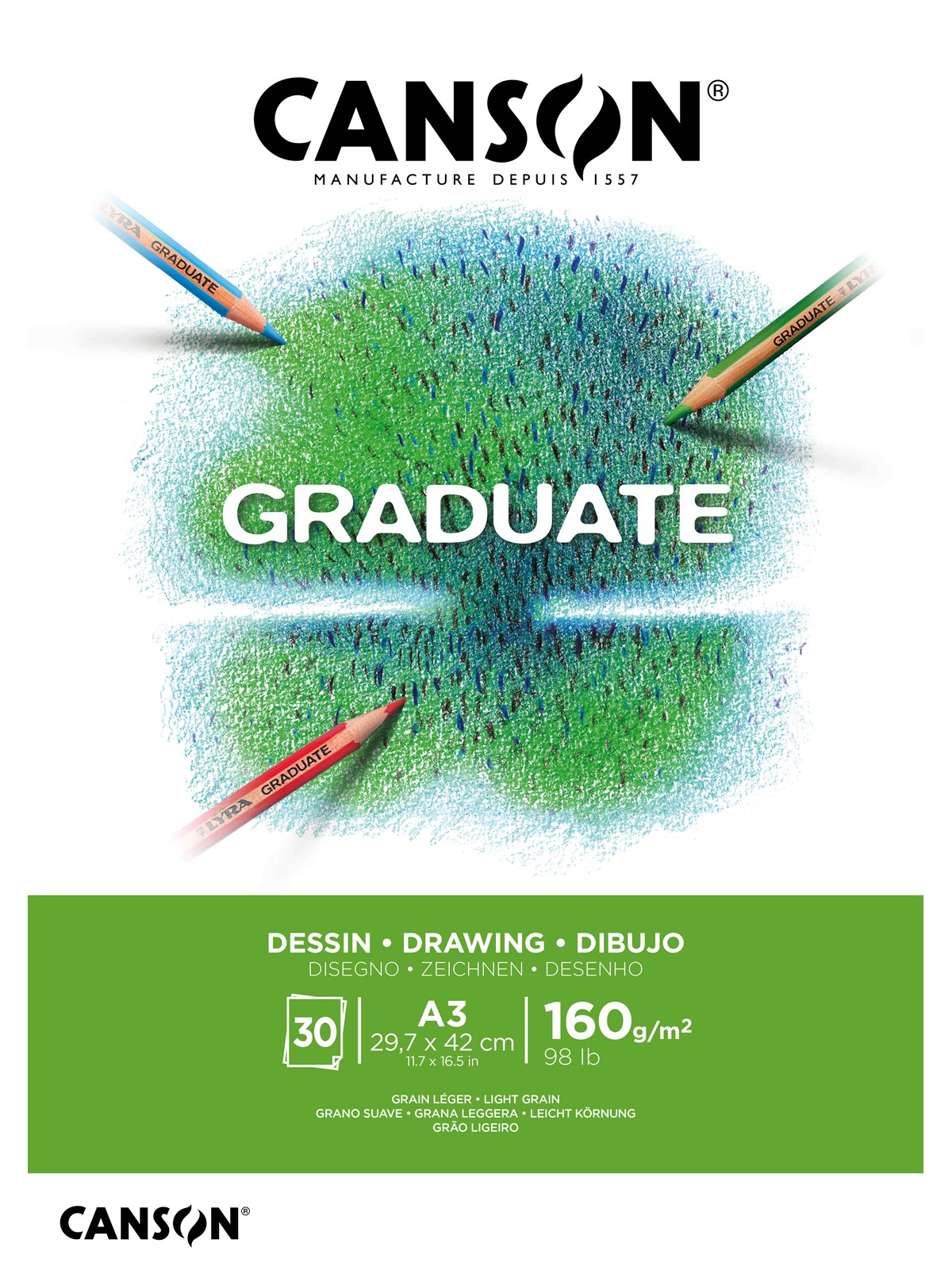 Canson Graduate White Drawing Pad A3 160G 30 SH