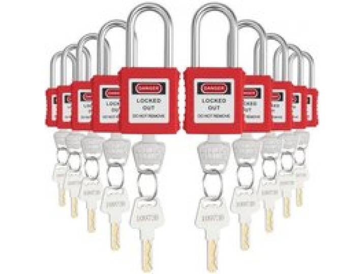 VEVOR Kit de serrures de verrouillage, 10 pcs, cadenas de verrouillage de sécurité rouge, avec 2 clés par serrure, conformes à la norme OSHA, cadenas de sécurité pour kits de verrouillage électrique