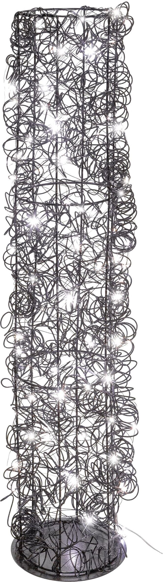 Dekoobjekt CREATIV LIGHT "Metalldraht-Tower", schwarz, H:100cm, Dekofiguren, Dekoobjekt, Zylinder aus Draht, mit Timerfunktion, USB Kabel schwarz B/H/T: 100cm