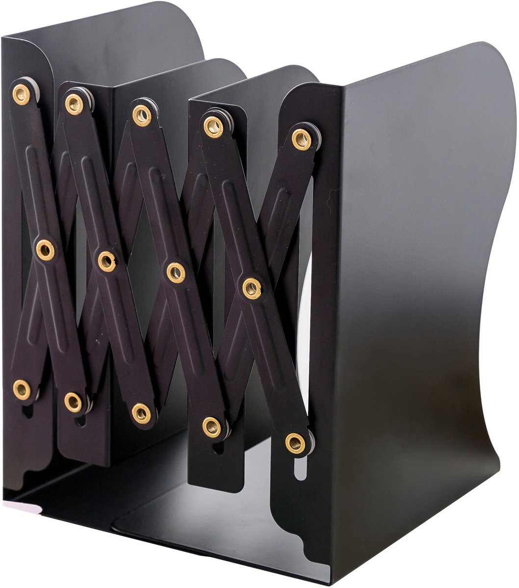 Verstelbare Metalen Boeksteunen - Zware Uitvoering - Zwart - Max 50 cm