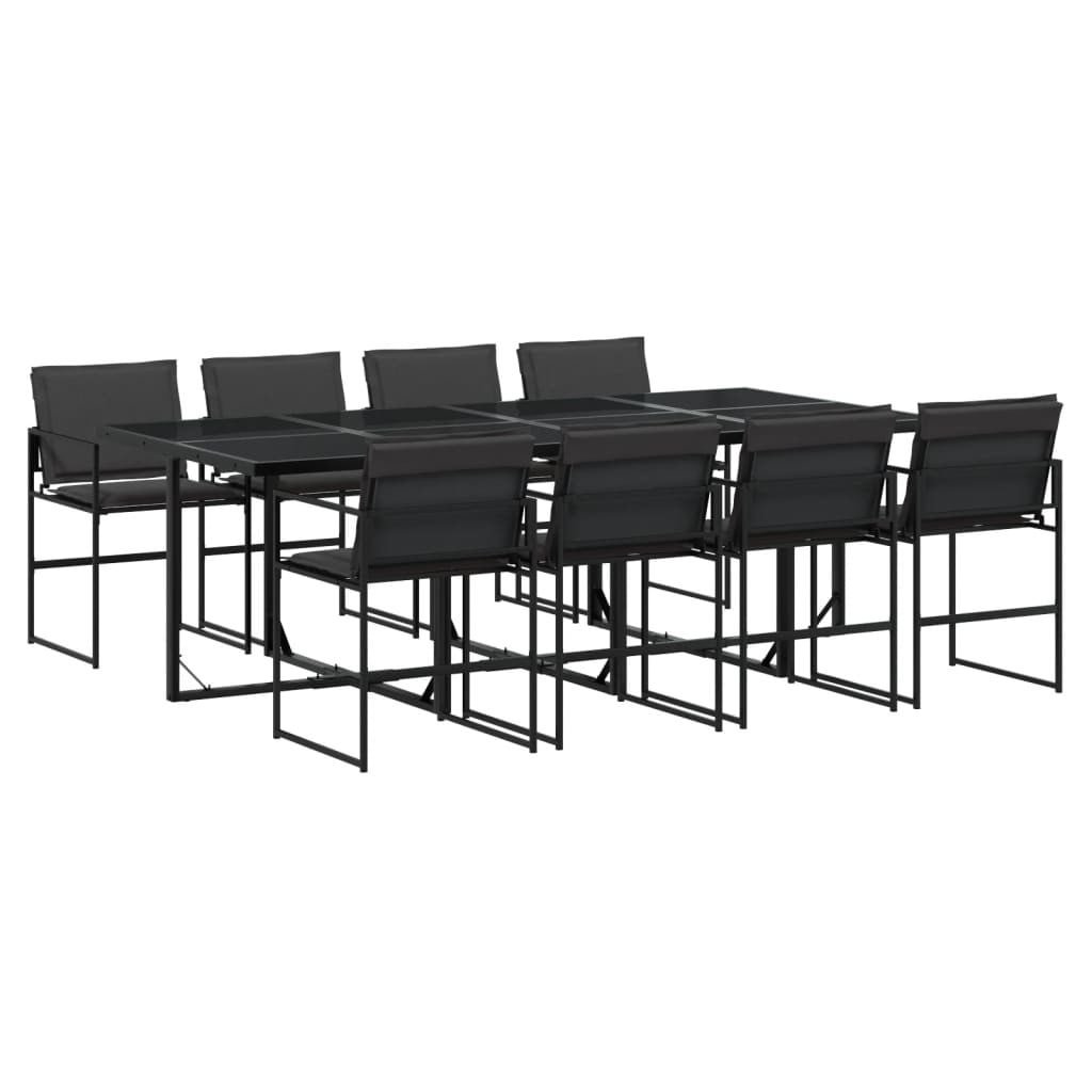 vidaXL 9-delige tuinset met kussens, zwart, textiel