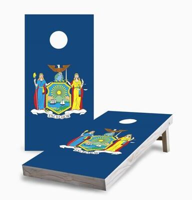 Skip's Garage New York State Flag Cornhole Boards