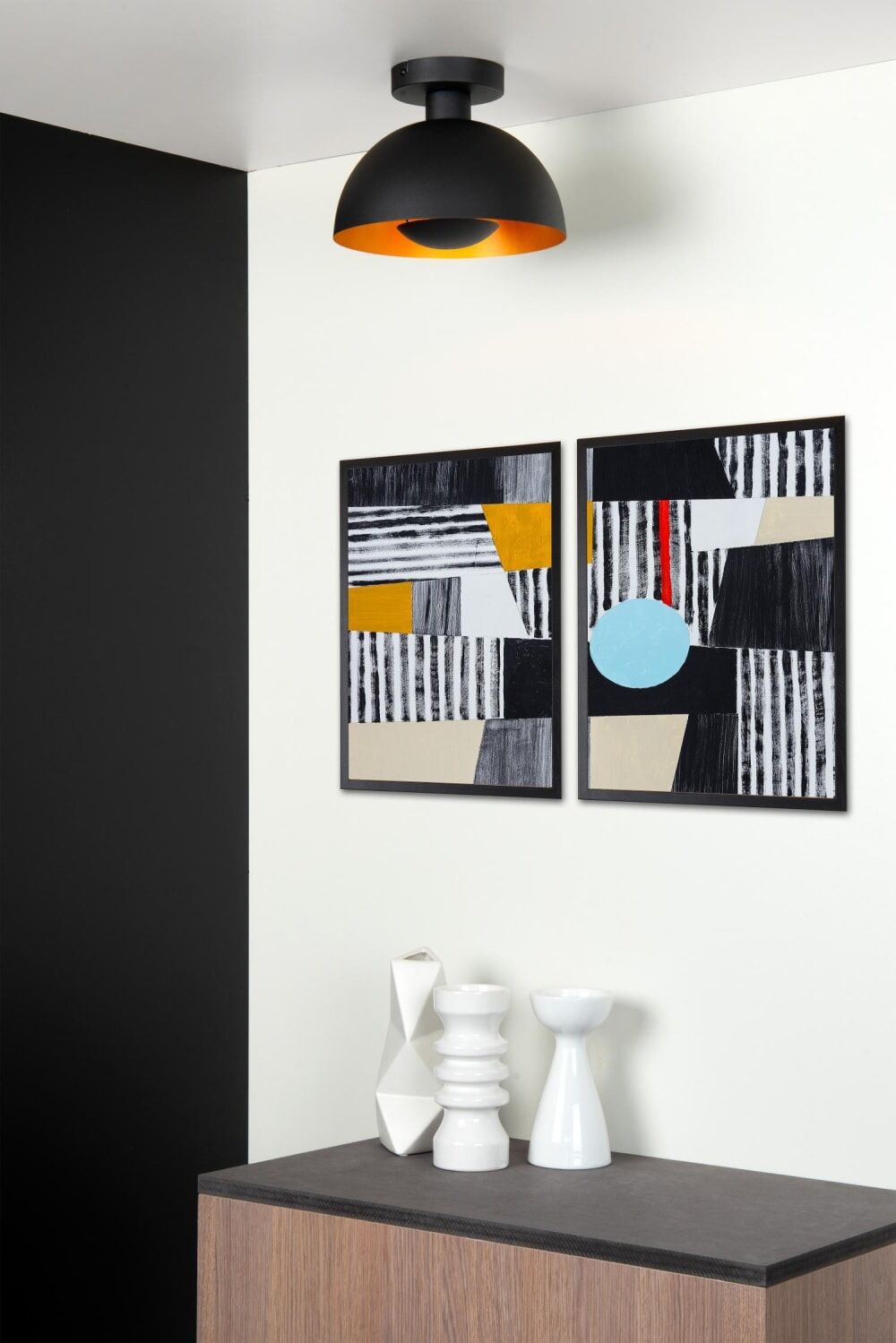 Lucide Plafonnier métal noir Multicolore 25x18x25cm
