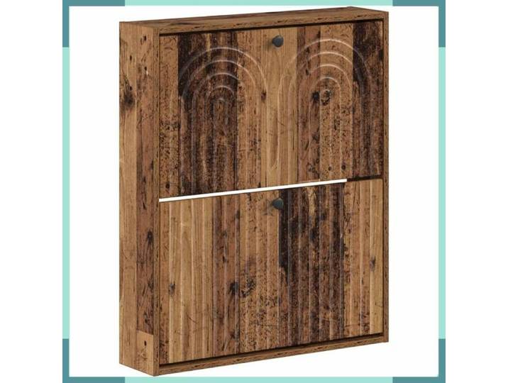 FHE Cabinet à chaussures mural - ALKMAAR - Rangement - Entrée - Bois - Bois ancien - 71x17x86 cm