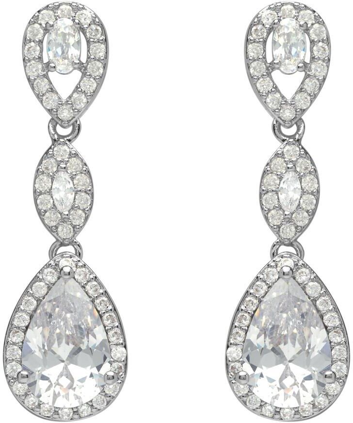 Unique Dreiteilige Modeschmuck-Ohrstecker Tropfen silber