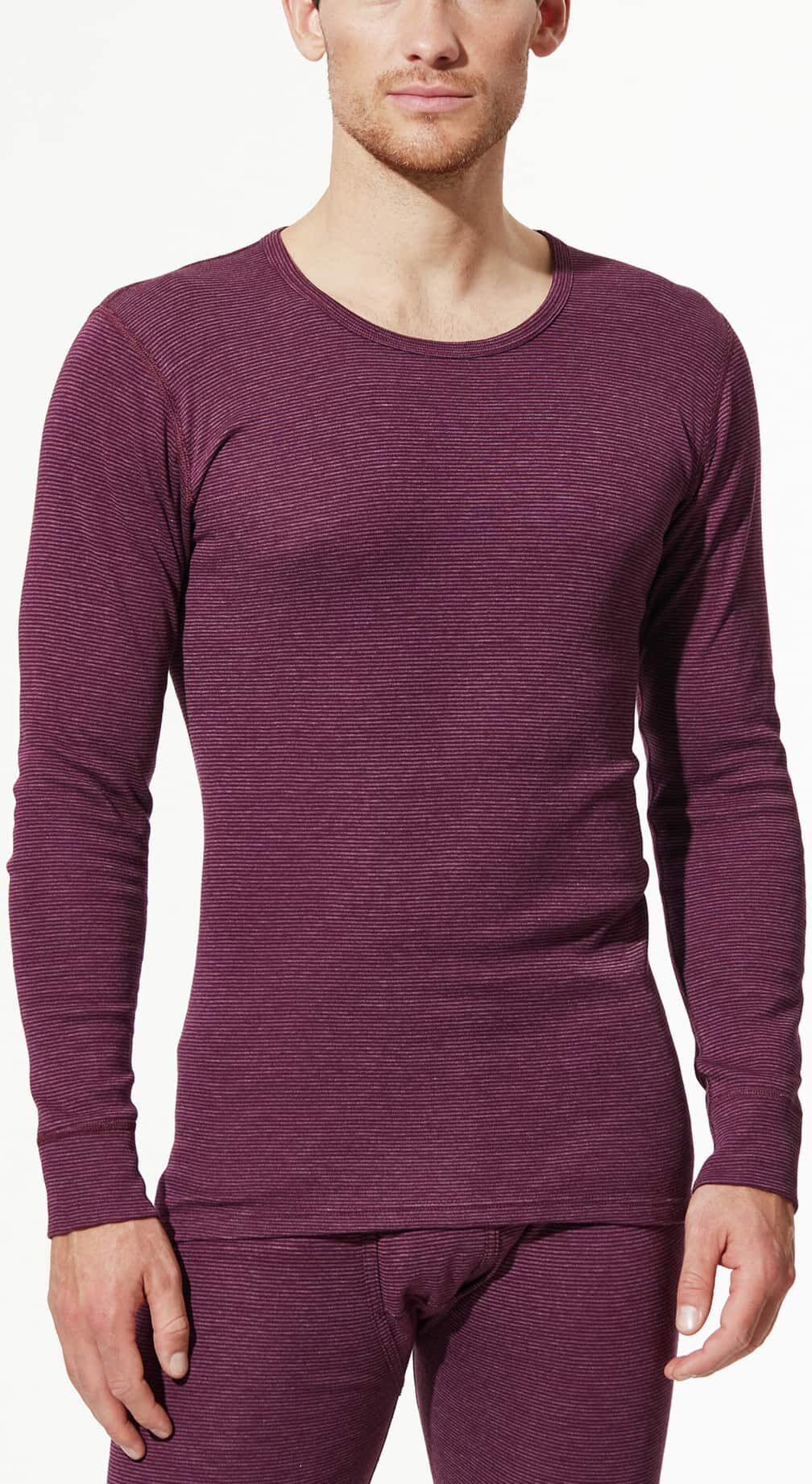 Walbusch Thermo-Langarmshirt 2er-Pack, , Farbe Lila, 5(M), feiner Baumwollmix von innen angeraut Herren