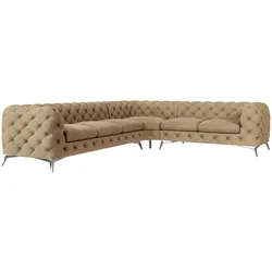 ECKSOFA Chesterfield Laura Beige Samt