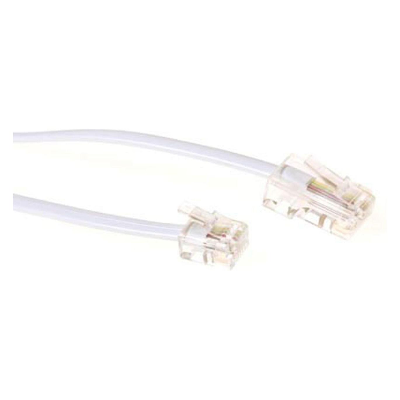 ACT White 2 meter flat telephone cable with RJ11 and RJ45 connectors. Rj45-rj11 cable white 2.00m (TD5302)