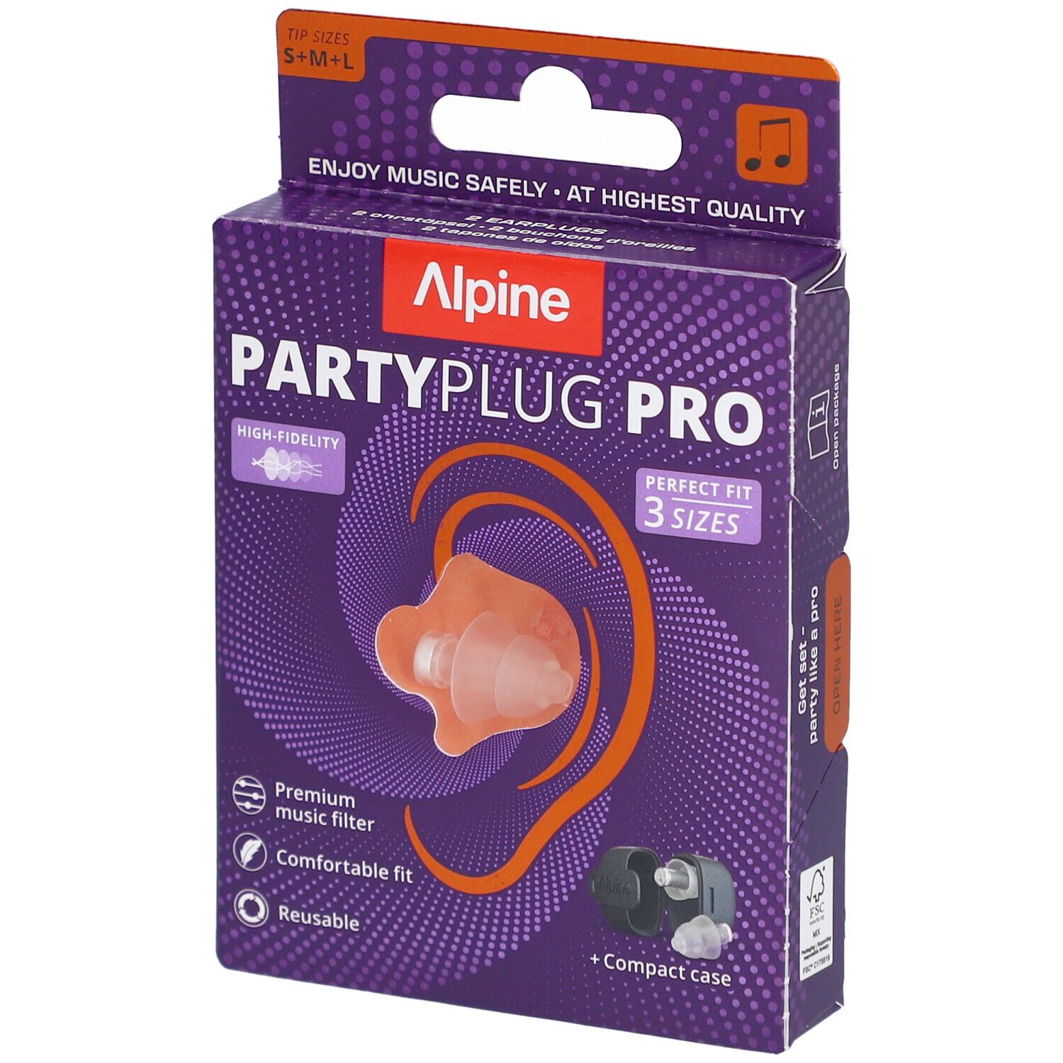 Alpine Partyplug Pro Transparant S+m+l 3 St Ohrstöpsel