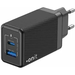 2x Onit USB-Wandladegerät Dual QC4+ 65 W GaN Schwarz (65 W, 2 Ports), USB Ladegerät, Schwarz