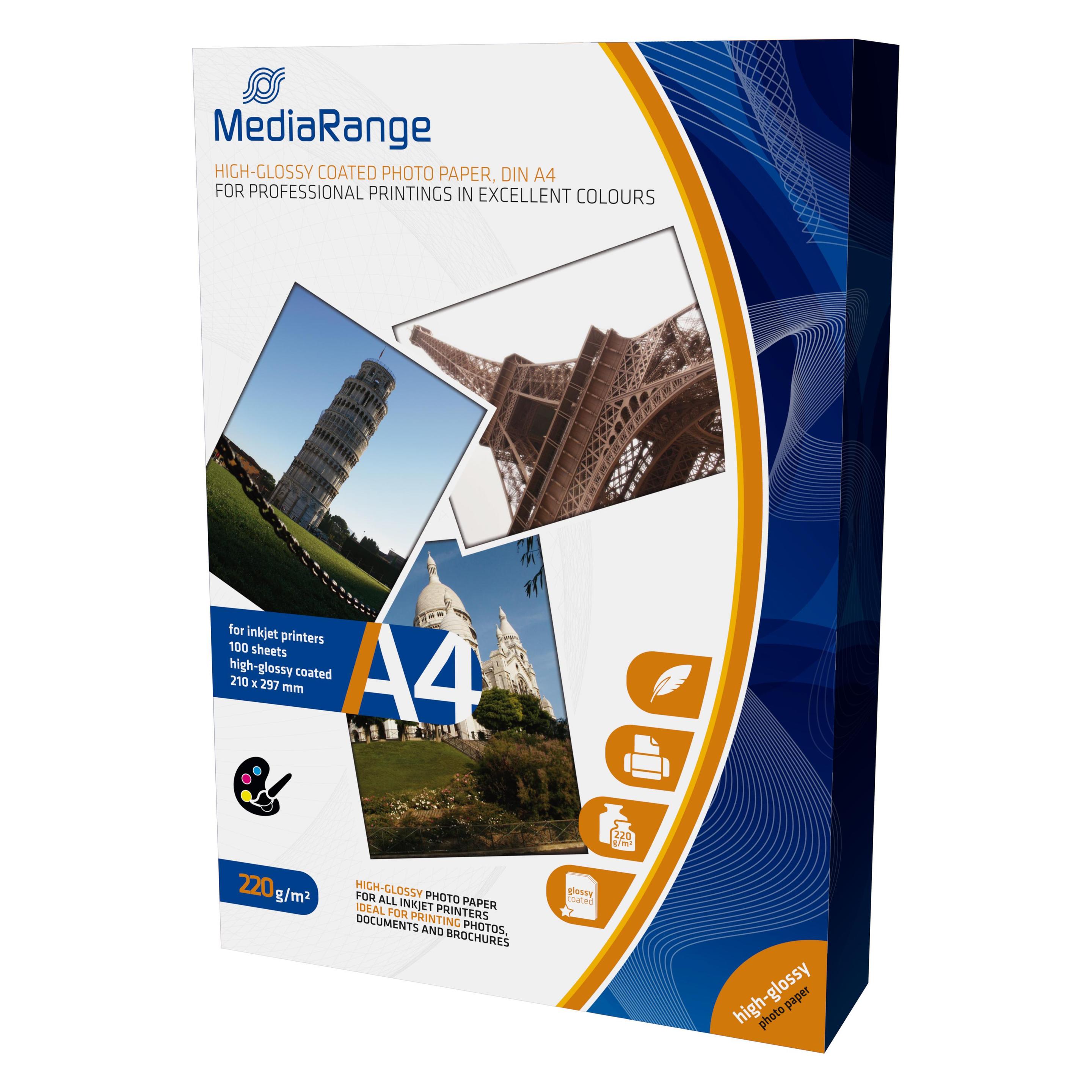 MediaRange Hochglänzend (220 g/m², A4, 100 Stk.) (MRINK103)