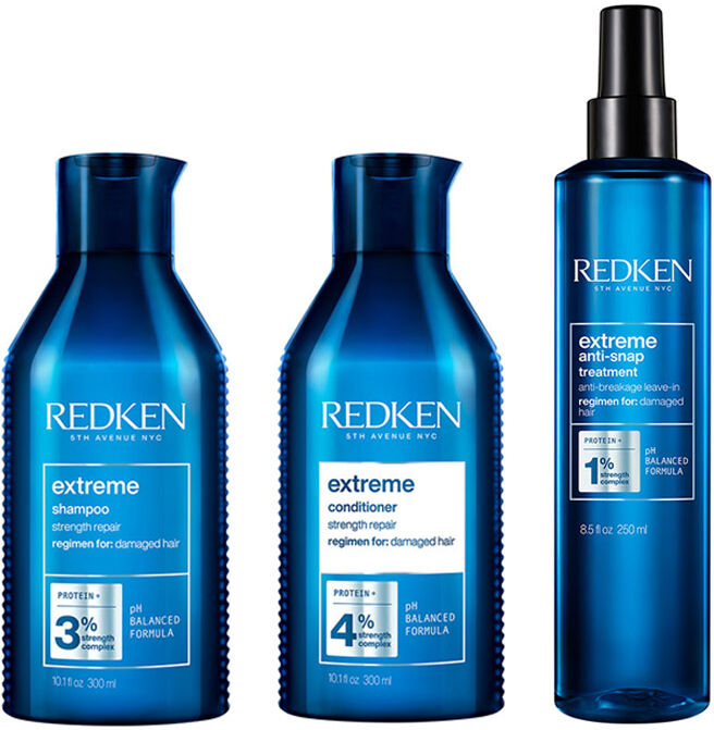 Redken Extreme Shampoo 300ml, Conditioner 300ml and Anti-Snap 250ml Pa