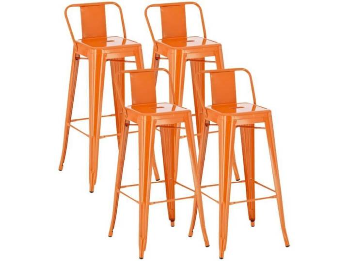 Lot de 4 tabourets de bar - CLP - Mason - Métal - Orange - Style industriel