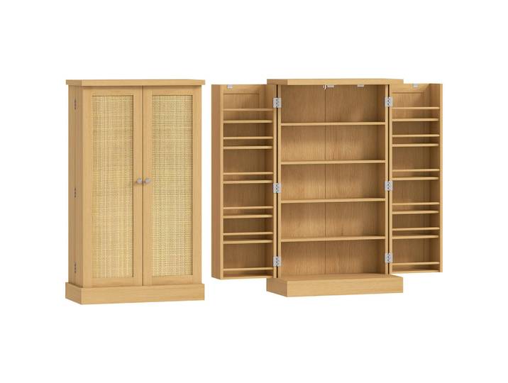 Homcom Küchenschrank MDF Rattan Naturholz, Naturfarben, 30x104x60 cm, Küchen, Küchenmöbel, Küchenschränke, Geräteumbauschränke
