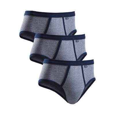 Slip CLIPPER EXCLUSIVE, Herren, Gr. 6, 3 Stk., blau (marine), Single Jersey, Obermaterial: 100% Baumwolle, unifarben, körpernah, Unterhosen Slip, modische Optik: Jeans meliert, tolle Baumwoll-Qualität, Topseller