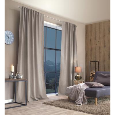 Gardine HOME BASICS "ESKIMO, 1 Stück, Thermo" Gr. 1, beige (natur), B:135cm H:145cm, Polyester, Polyester, Gardinen, Gardine, Thermostoff Uni ESKIMO