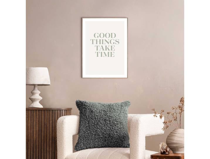 Impression Take Your Time MDF - panneau de fibres à densité moyenne Beige/Vert/Beige 30 x 40 x 1cm
