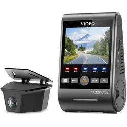 Viofo A229 Ultra-W 2CH 4K+4K HDR 2 Channels Dash Cam (Bluetooth, Eingebautes Display, GPS-Empfänger, 4K), Dashcam, Schwarz